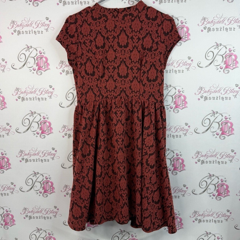 Rewind dress orange Red and Black Patterned Dress paisley keyhole opening back